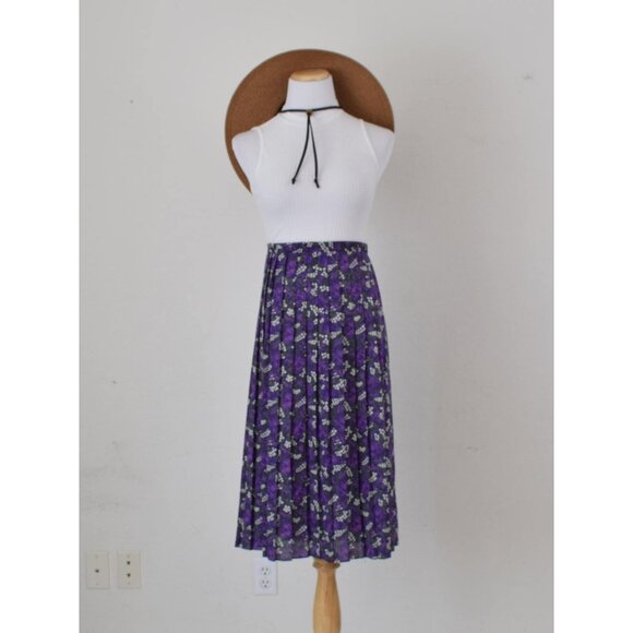 Vintage 90s Floral Botanical Poly/Rayon Midi‎ Skirt size 12 | 34waist - Picture 4 of 9